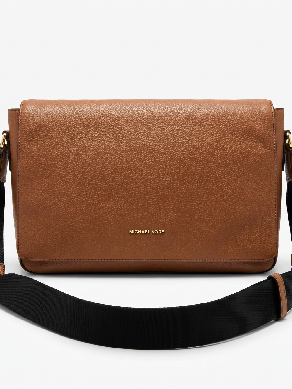 Michael Kors Brown Leather Messenger Bag with Black Strap